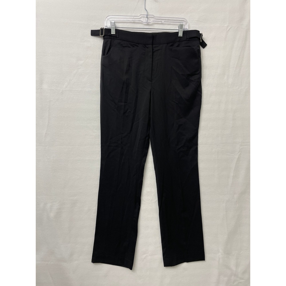 COS Pure Wool Pants Size 8 Black Adjustable Side Tab Straight Leg Preppy